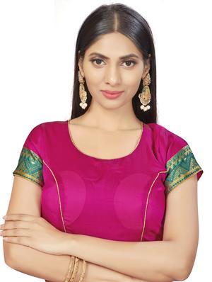 magenta plain saree with blouse - 17536201 - Standard Image - 3