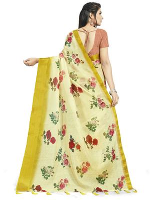 floral plain saree with blouse - 17536203 - Standard Image - 2