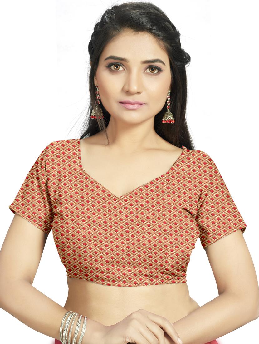 floral plain saree with blouse - 17536203 - Zoom Image - 3
