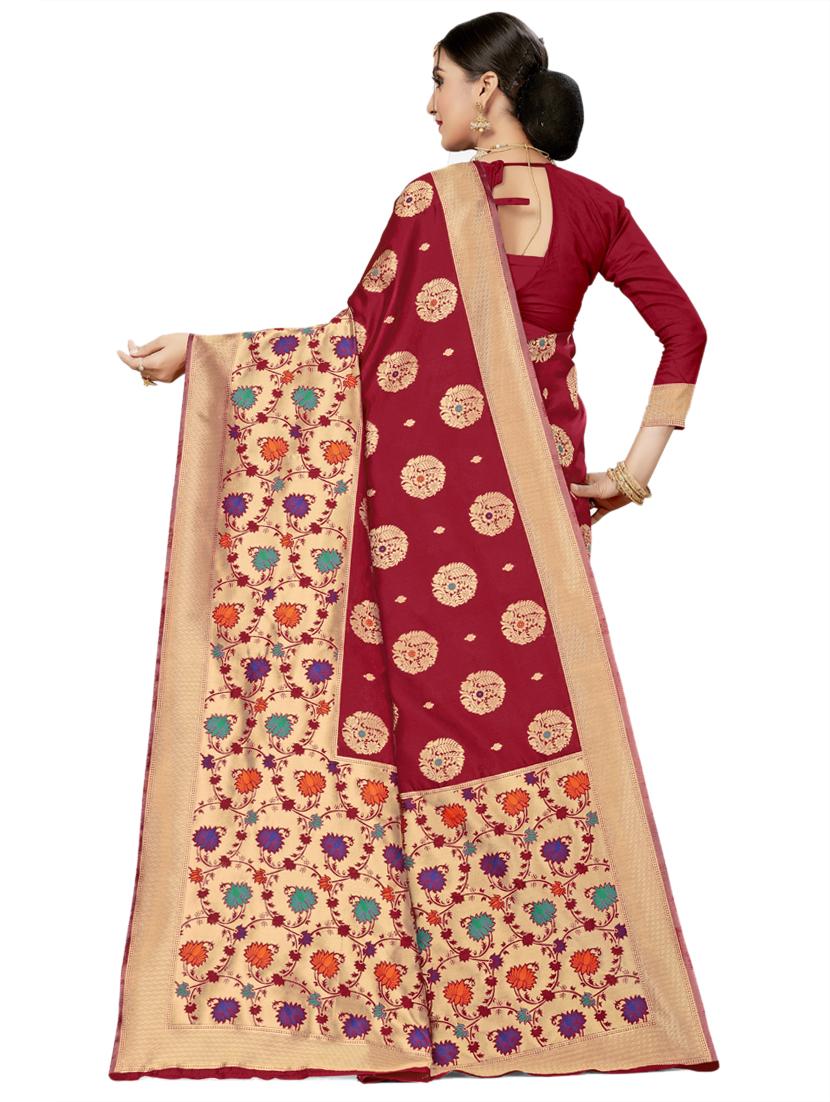 self design plain saree with blouse - 17536220 - Zoom Image - 2
