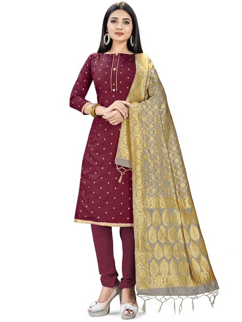 maroon unstitched suit - 17536358 - Standard Image - 1