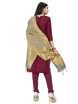 maroon unstitched suit - 17536358 - Standard Image - 3