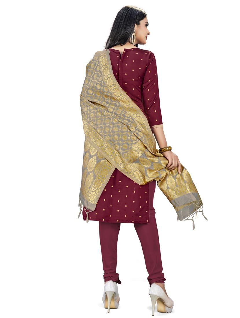 maroon unstitched suit - 17536358 - Zoom Image - 3