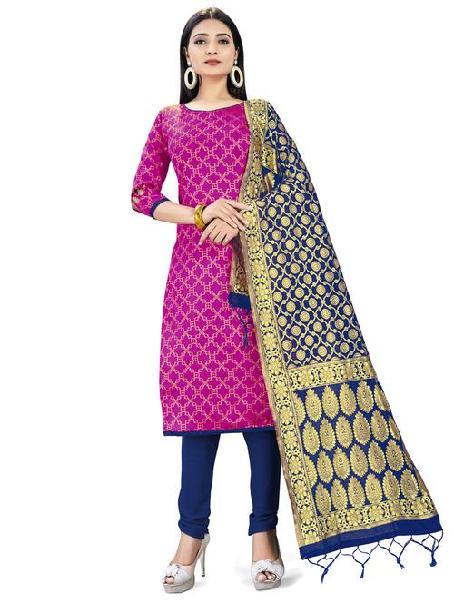 printed unstitched suit - 17536362 - Standard Image - 1