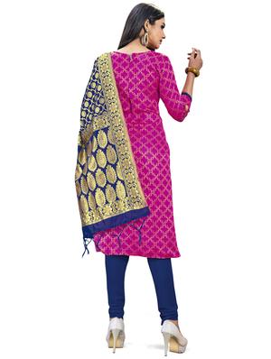 printed unstitched suit - 17536362 - Standard Image - 3