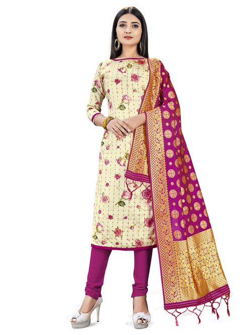 printed unstitched suit - 17536372 - Standard Image - 1