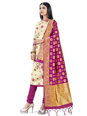 printed unstitched suit - 17536372 - Standard Image - 2