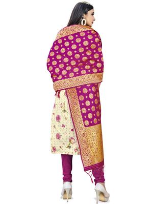 printed unstitched suit - 17536372 - Standard Image - 3