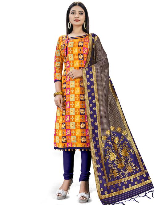 printed unstitched suit - 17536376 - Standard Image - 1