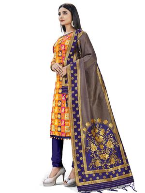 printed unstitched suit - 17536376 - Standard Image - 2