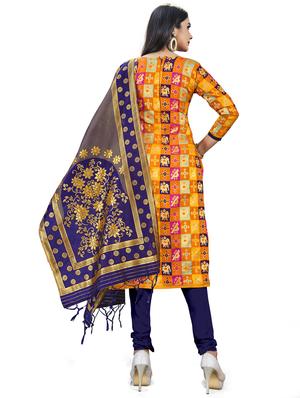 printed unstitched suit - 17536376 - Standard Image - 3