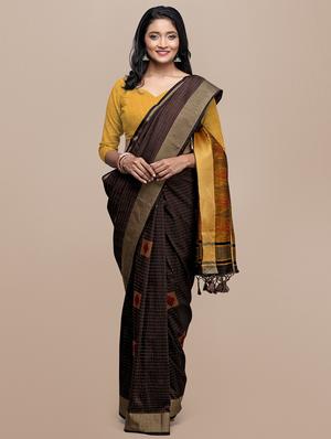 geometrical banarasi saree with blouse - 17536451 - Standard Image - 2