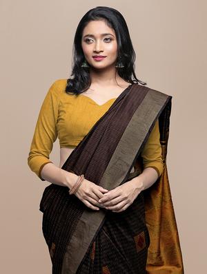 geometrical banarasi saree with blouse - 17536451 - Standard Image - 5