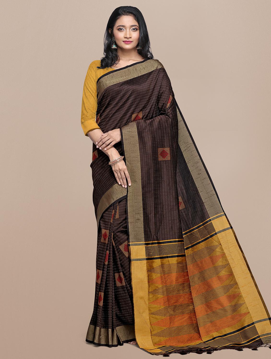 geometrical banarasi saree with blouse - 17536451 - Zoom Image - 1
