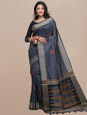 geometrical banarasi saree with blouse - 17536452 - Standard Image - 2