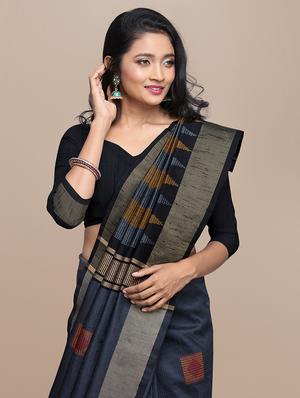 geometrical banarasi saree with blouse - 17536452 - Standard Image - 5