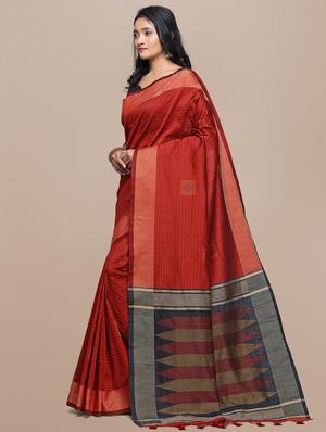 geometrical banarasi saree with blouse - 17536454 - Standard Image - 2