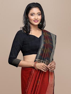 geometrical banarasi saree with blouse - 17536454 - Standard Image - 4