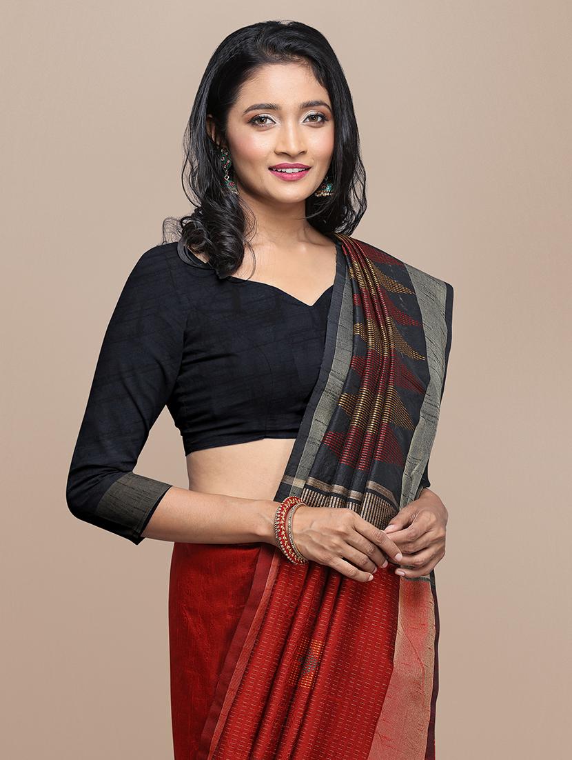 geometrical banarasi saree with blouse - 17536454 - Zoom Image - 4