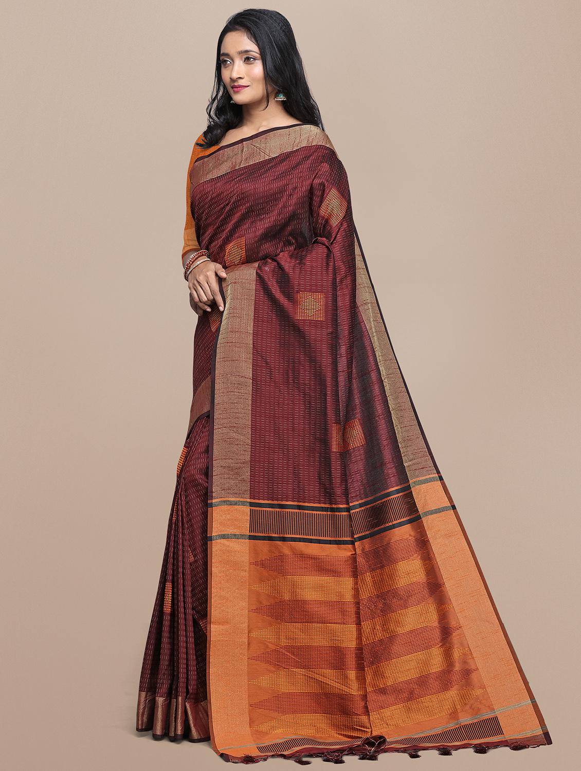 geometrical banarasi saree with blouse - 17536464 - Zoom Image - 2