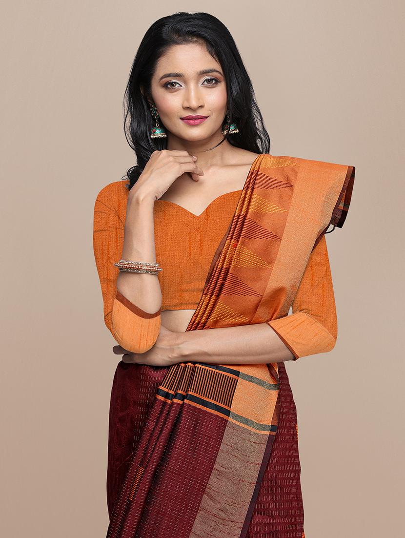 geometrical banarasi saree with blouse - 17536464 - Zoom Image - 4