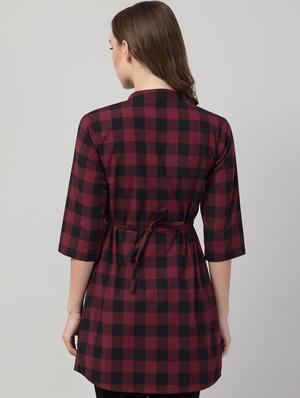 maroon cotton regular tunic - 17536494 - Standard Image - 2