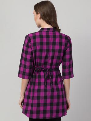 mandarin neck checkered tunic - 17536496 - Standard Image - 2