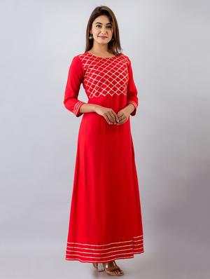 gota work a-line ethnic dress - 17536518 - Standard Image - 2
