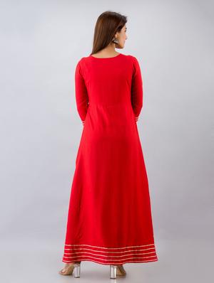 gota work a-line ethnic dress - 17536518 - Standard Image - 3