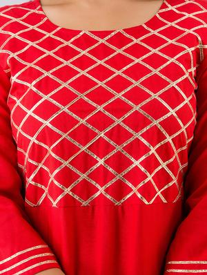 gota work a-line ethnic dress - 17536518 - Standard Image - 4
