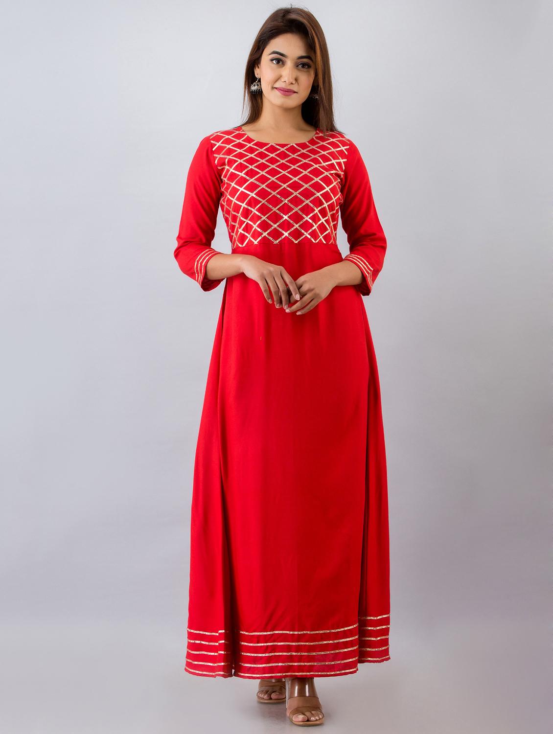 gota work a-line ethnic dress - 17536518 - Zoom Image - 1