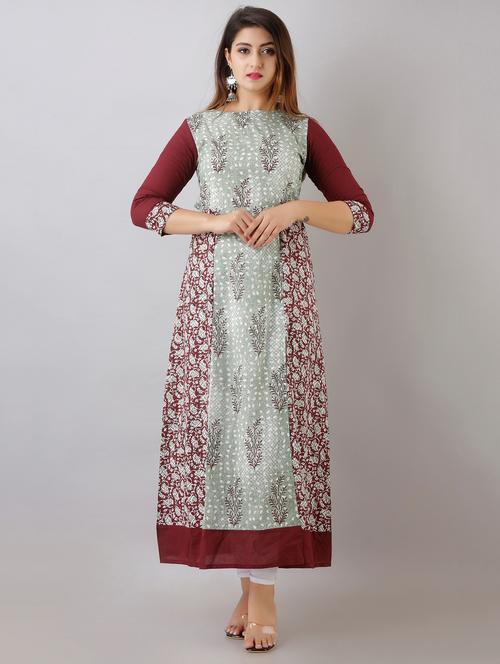 multi colored cotton aline kurta - 17536532 - Standard Image - 1