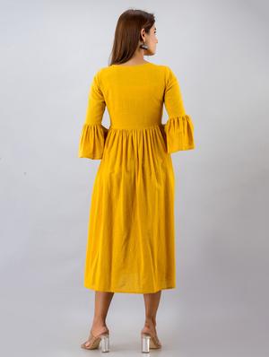 yellow cotton blend anarkali kurta - 17536536 - Standard Image - 3