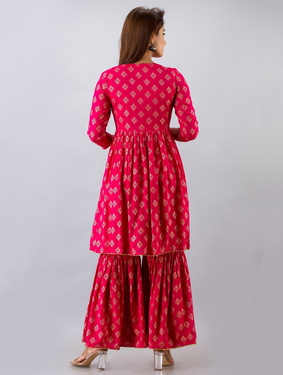 batik print kurta sharara set - 17536562 - Zoom Image - 2