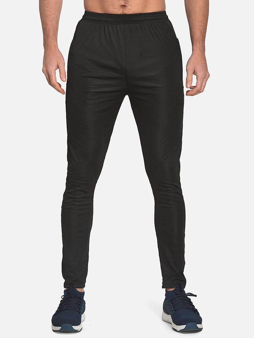 black solid full length track pant - 17536650 - Zoom Image - 1