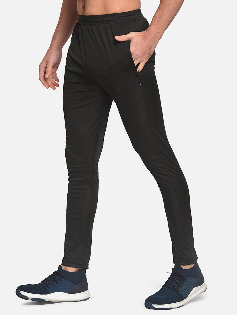 black solid full length track pant - 17536650 - Zoom Image - 2