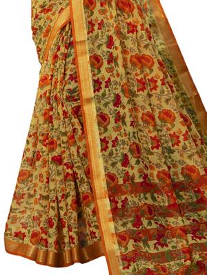 floral kanjivaram saree with blouse - 17536770 - Standard Image - 2