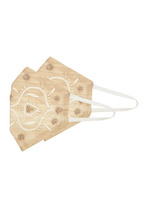 beige silk decorative women mask set of 2 - 17536821 - Standard Image - 1
