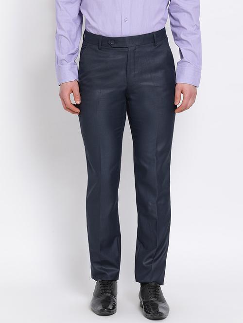 blue checkered flat front formal trouser - 17536832 - Very Small Image - 1