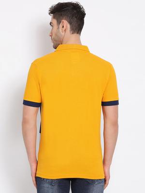 yellow color block polo t-shirt - 17536855 - Standard Image - 3