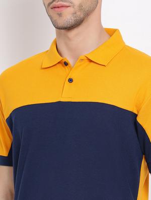 yellow color block polo t-shirt - 17536855 - Standard Image - 5