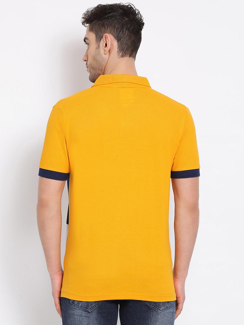 yellow color block polo t-shirt - 17536855 - Zoom Image - 3