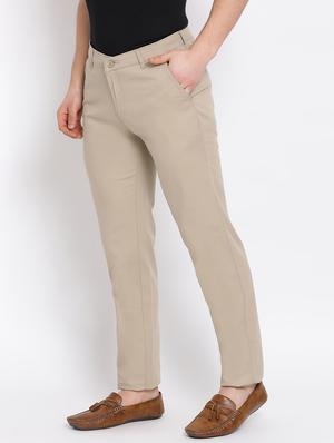 beige solid chinos - 17536874 - Standard Image - 2