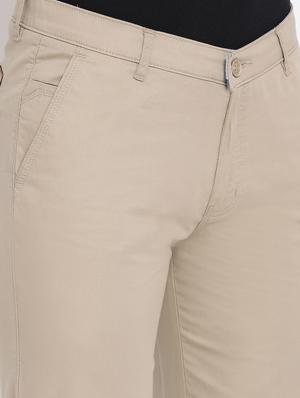beige solid chinos - 17536874 - Standard Image - 5