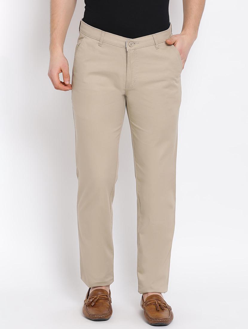 beige solid chinos - 17536874 - Zoom Image - 1