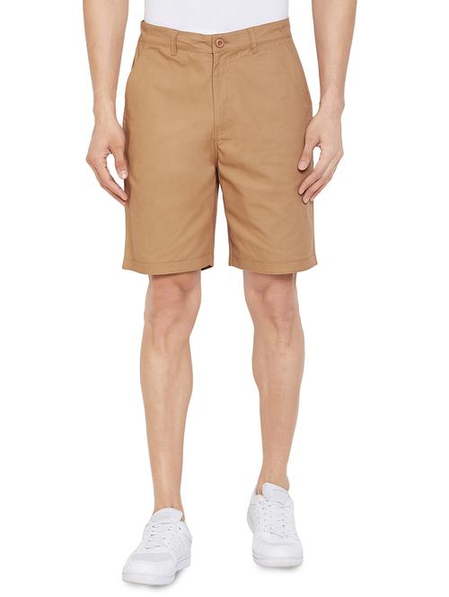 beige solid bermuda shorts - 17537127 - Standard Image - 1
