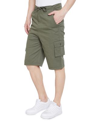 olive solid cargo shorts - 17537135 - Standard Image - 2