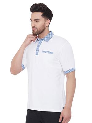 white solid collared t-shirt - 17537159 - Standard Image - 2