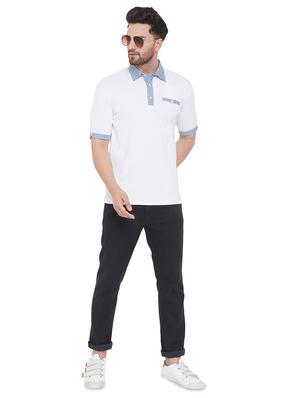 white solid collared t-shirt - 17537159 - Standard Image - 4