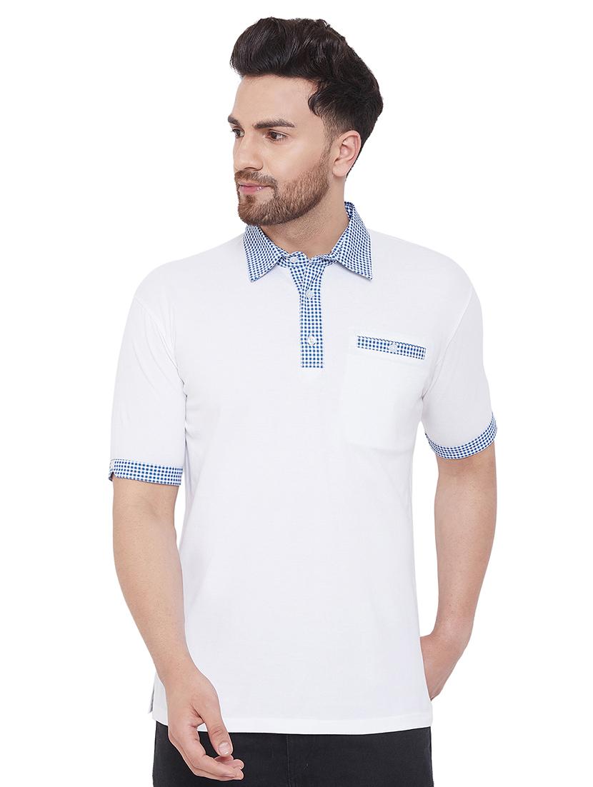 white solid collared t-shirt - 17537159 - Zoom Image - 1